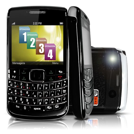 Smartphone MP30 9700i 4 Chips e TV-Preto-Desbloqueado